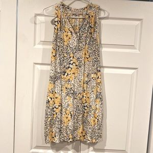 LOFT summer sundress with pockets, yellow and blue floral, size S petite